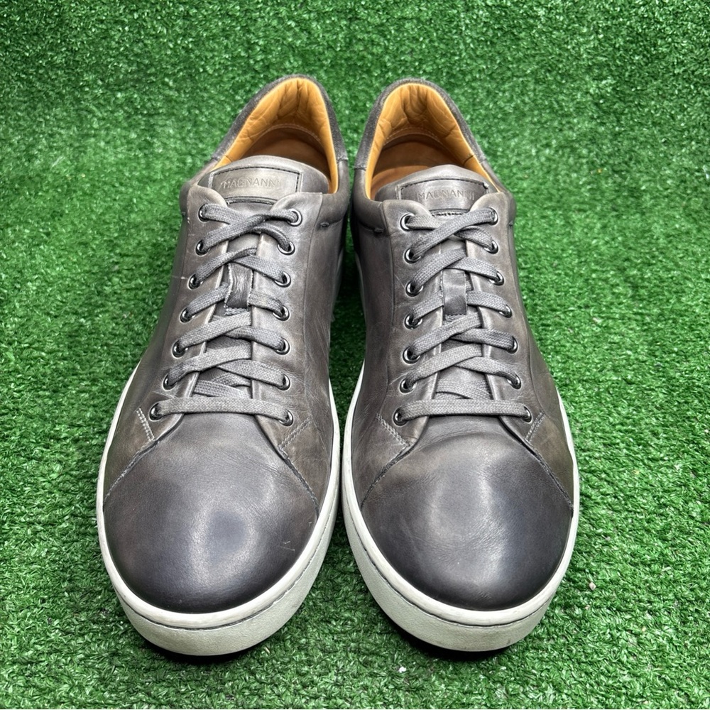 Magnanni Leather Lace Up Dress Sneakers Gunmetal Mens Size 11.5 M - Picture 2 of 12